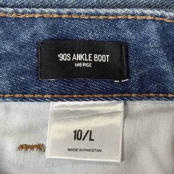 Express Jeans Womens 10L Blue 90s Ankle Boot Mid Rise Raw Hem Distressed Denim - Picture 4 of 10